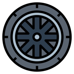 Fototapeta premium wheel filled outline icon style