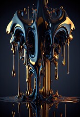 Abstract melted and dripping structure. Photorealistic generative art	