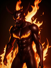 Fototapeta na wymiar Devil scream character as a red demon or monster. Generative AI