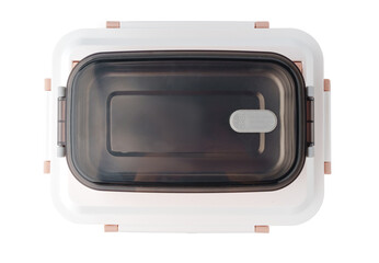 Close up of food containers isolated on white background.