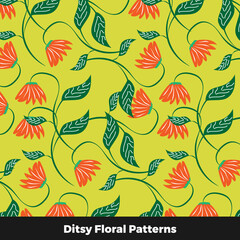 Naklejka premium Free vector colorful ditsy floral print background