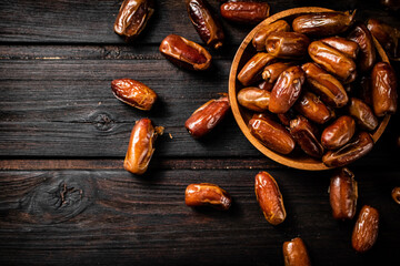 Ripe dates on a plate. 