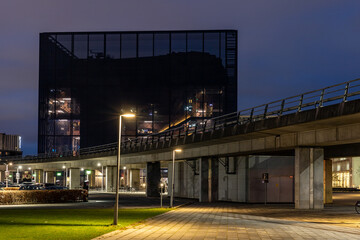 Copenhagen, Denmark The elevated M1 Metro line in the DR-Byen district