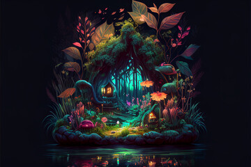 Fototapeta premium Beautiful fantasy/fairy-tale background/wallpaper/desktop, generative ai, digital art