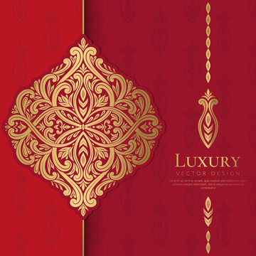 Red and gold pattern. Vector mandala template. Golden design elements. Traditional Turkish, Indian motifs. Great for fabric and textile, wallpaper, packaging or any desired