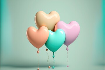 Fototapeta na wymiar balloons in the shape of heart Valentines day wallpaper generative ai