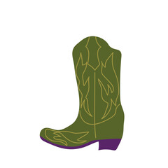 Cowboy boot with ornament. Wild west theme. Hand drawn colored trendy vector isolated illustration