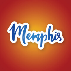 Memphis - hand drawn lettering phrase. Sticker with lettering in paper cut style. Vector illustration.