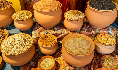 old eastern shop of spices and dried fruits ,