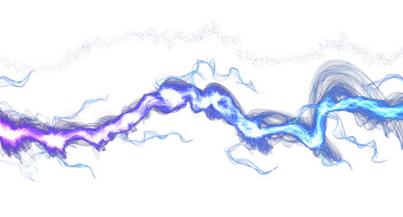 Fototapeta na wymiar Blue lightning, power energy charge, abstract background. Blitz effect. Night storm flash, thunderstorm. Thunder shock isolated. Digital art dynamic illustration. png