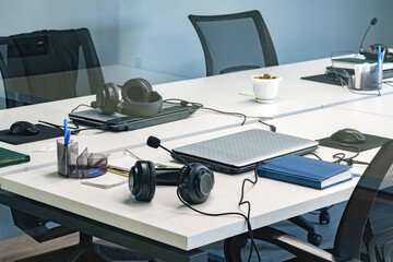 Modern empty office meeting room close up