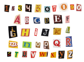 Magazine and Newspaper Cutout Letters Numbers