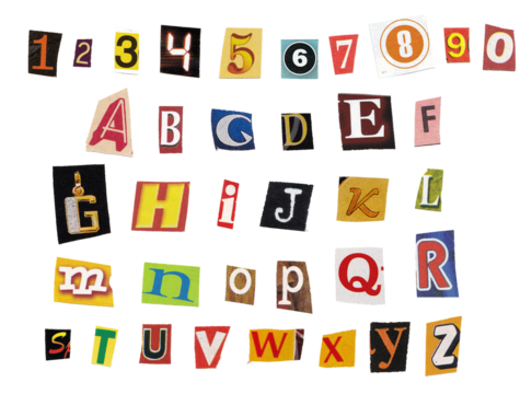 Magazine and Newspaper Cutout Letters Numbers