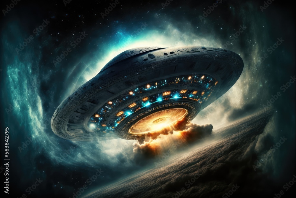 Canvas Prints ufo in the night made with generative ai
