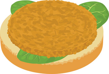Chicken sandwich icon isometric vector. Sandwich with chicken cutlet and spinach. Food concept, snack, appetizer