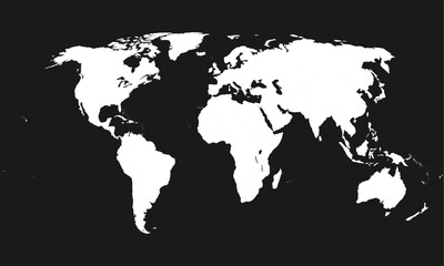 World Map in white with black background. Vector Illustration. Atlas.
