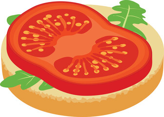 Tomato sandwich icon isometric vector. Sandwich with tomato slice and arugula. Food concept, snack, appetizer