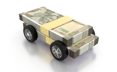 Indian Rupee 500 Currency Note Bundles isolated on White Background - 3D Illustration Render