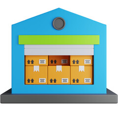 3d rendering warehouse with fully stocked shipping boxes isolated