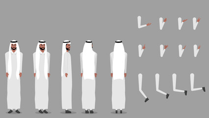 arab man character constructor sets for full body and head rigging design vector