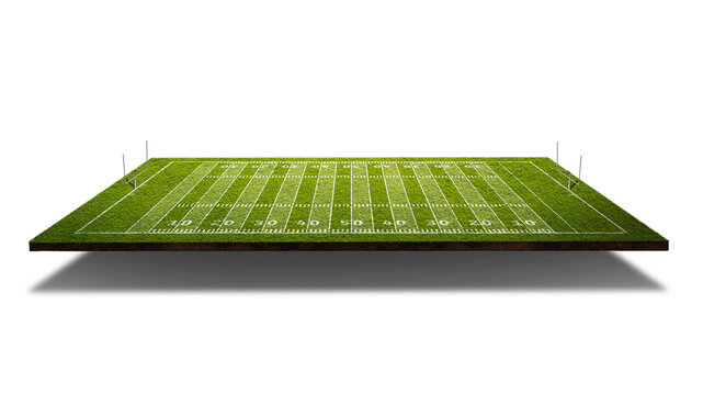 3D american football - playing field from above isolated of free PNG Background. A huge copy space texture panorama