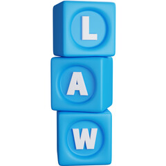 3d rendering dice with the letters law isolated