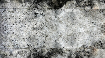 Old Painted Brickwall. Weathered Whitewashed Brick Wall. Monochrome. Grungy Photo