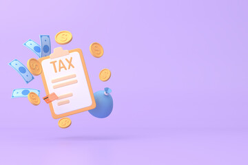 Tax Day Reminder Concept. Businessman submit tax by online concept, online tax payment and report. Business income. 3d illustration.