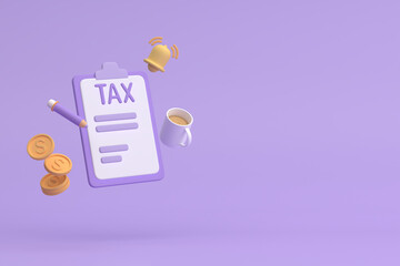 Tax Day Reminder Concept. Businessman submit tax by online concept, online tax payment and report. Business income. 3d illustration.