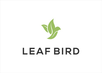 leaf bird logo design vector illustration template