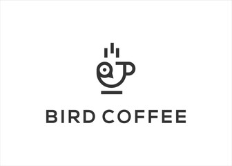 bird coffee cafe logo vector illustration template