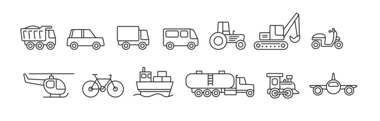 vehicles icon set