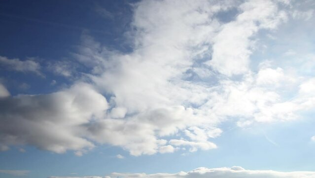 sky, blue, cloud, clouds, move, fast, time lapse, beautiful, formation, cloudiness, cloudscape, dramatic, heaven, cumulus, cloudy sky, high, sun, sunlight, video, weather, white, grey, wind, nature