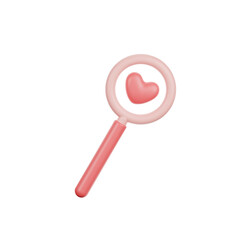 valentine magnifying glass 3d Illustration
