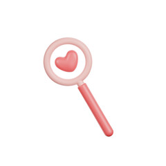 valentine magnifying glass 3d Illustration
