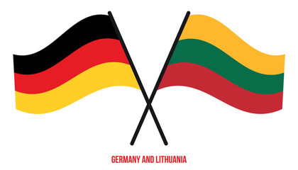 Germany and Lithuania Flags Crossed And Waving Flat Style. Official Proportion. Correct Colors.