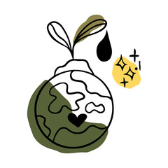 .Doodle planet earth, ecology, plant