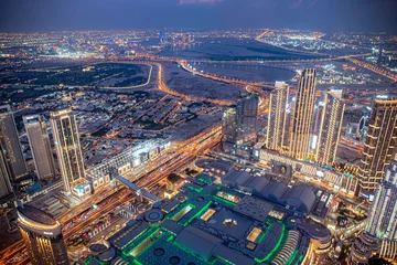 Washable wall murals Burj Khalifa dubai mall and night towers from khalifa tower burj in emirates