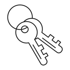 Keys icon vector isolated. Simple symbol of two keys from the apartment or house. Concept of safety and protection.