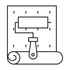 Paintroller and wallpaper icon vector isolated. Concept of home renovation and repair. Wallpaper renewal using roller.