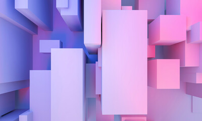 3D illustration of gradient cubes in pastel shades