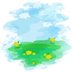 Fototapeta na wymiar spring lawn dandelions vector illustration