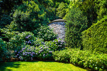 Views of Isola Madre villa and botanic garden, in Isole Borromee archipelago, Lake Maggiore, Italy.