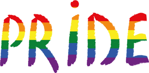 Gender, LGBT Doodle Rainbow Texture Brushstroke Lettering. Title Pride