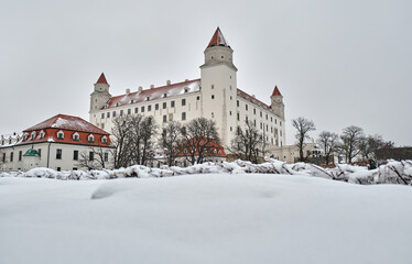 Bratislava castle on snow hill © Michal