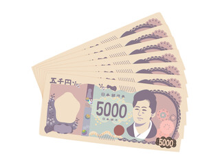 	デフォルメの新五千円の扇のイラスト