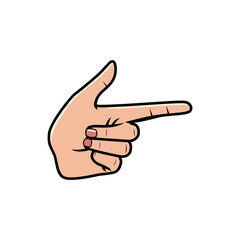 Finger Gun Pointing sign, Hand Sign Isolated on a white background. Icon Vector Illustration.