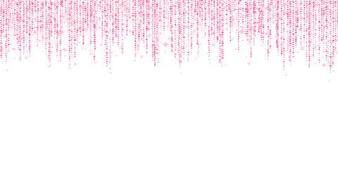 Wide pink glitter festive garland on white background. Vector