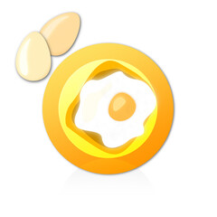 illustrazione con piatto fetta di pane tostato uova di gallina uovo al tegamino su sfondo trasparente