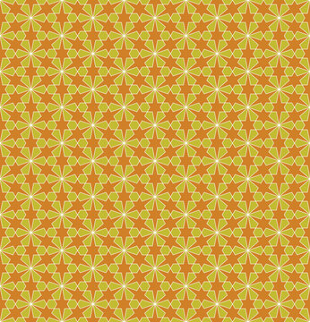 Seamless arabic geometric ornament in yellow and orange colors.